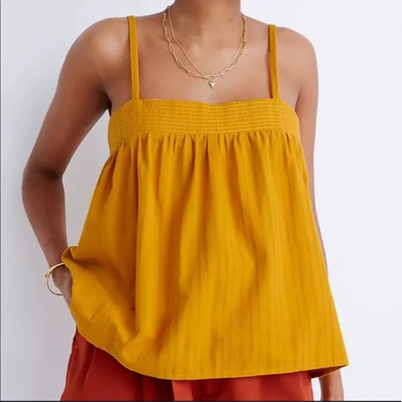 Madewell Tops - MADEWELL stitched swing tank in mustard stripe size 6